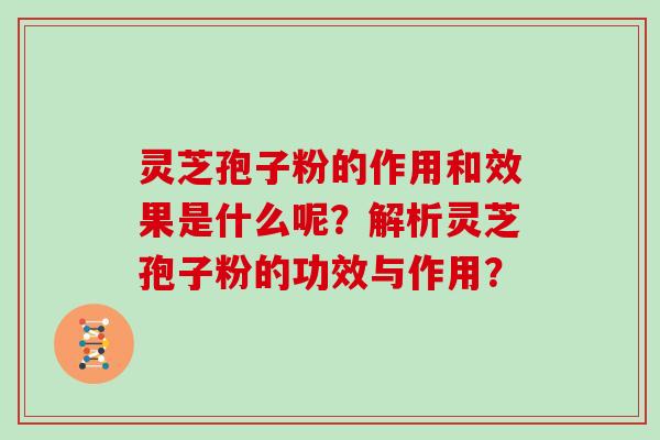 灵芝孢子粉的作用和效果是什么呢？解析灵芝孢子粉的功效与作用？