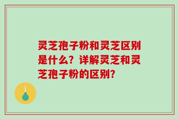 灵芝孢子粉和灵芝区别是什么？详解灵芝和灵芝孢子粉的区别？