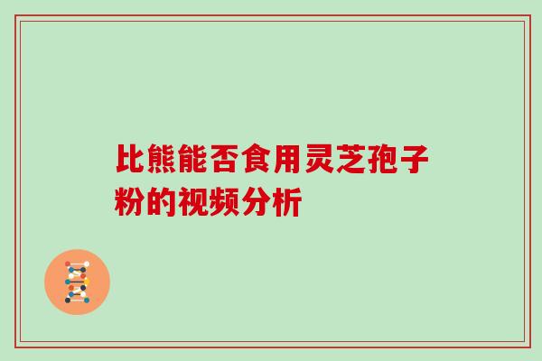 比熊能否食用灵芝孢子粉的视频分析