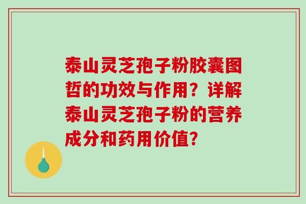泰山灵芝孢子粉胶囊图哲的功效与作用？详解泰山灵芝孢子粉的营养成分和药用价值？