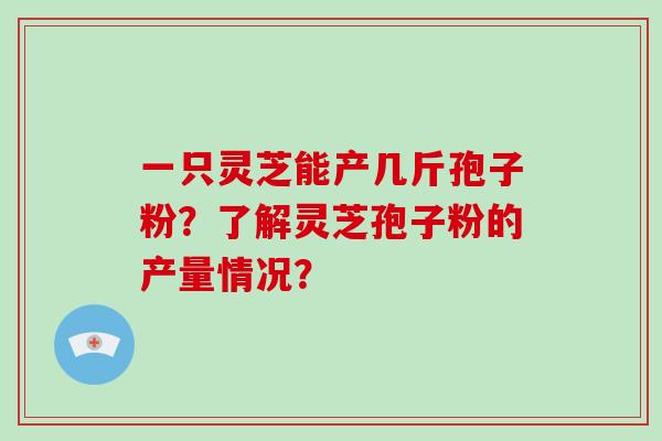 一只灵芝能产几斤孢子粉？了解灵芝孢子粉的产量情况？