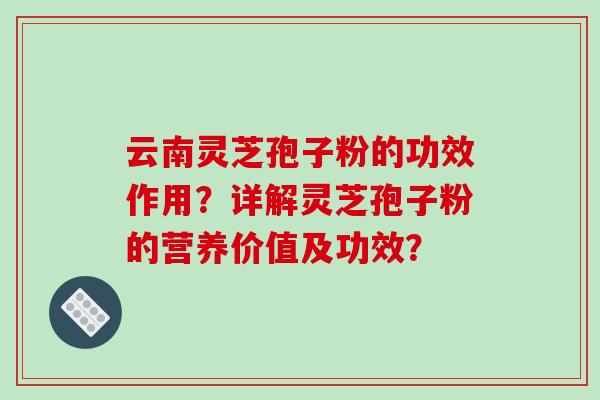 云南灵芝孢子粉的功效作用？详解灵芝孢子粉的营养价值及功效？