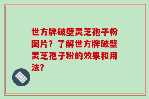世方牌破壁灵芝孢子粉图片?了解世方牌破壁灵芝孢子粉的效果和用法? 世方牌破壁灵芝孢子粉图片?了解世方牌破壁灵芝孢子粉的效果和用法?