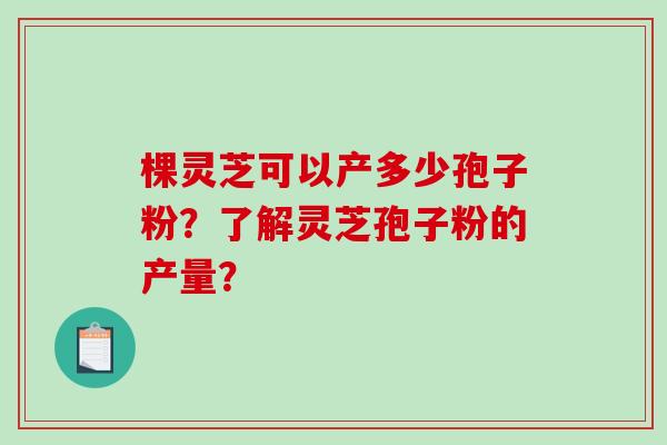 棵灵芝可以产多少孢子粉？了解灵芝孢子粉的产量？