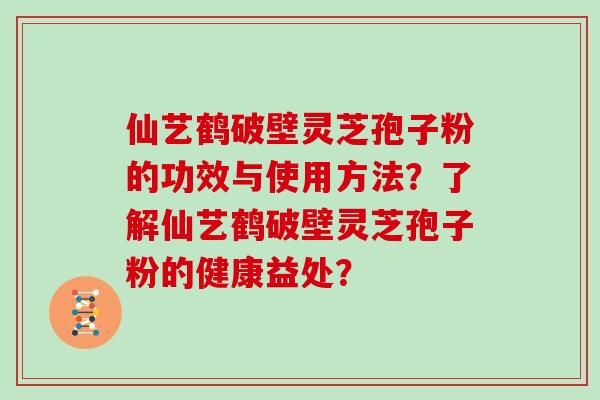仙艺鹤破壁灵芝孢子粉的功效与使用方法？了解仙艺鹤破壁灵芝孢子粉的健康益处？