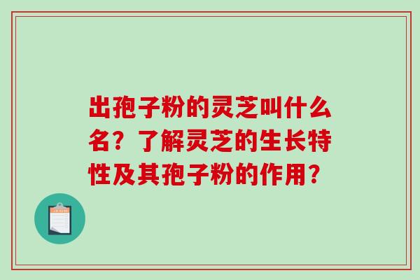 出孢子粉的灵芝叫什么名？了解灵芝的生长特性及其孢子粉的作用？