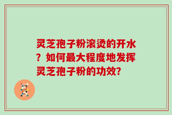 灵芝孢子粉滚烫的开水？如何最大程度地发挥灵芝孢子粉的功效？