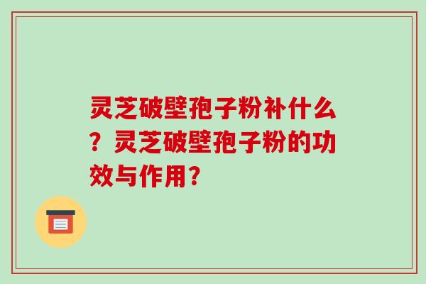 灵芝破壁孢子粉补什么？灵芝破壁孢子粉的功效与作用？