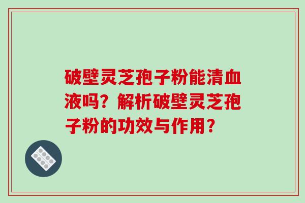 破壁灵芝孢子粉能清血液吗？解析破壁灵芝孢子粉的功效与作用？
