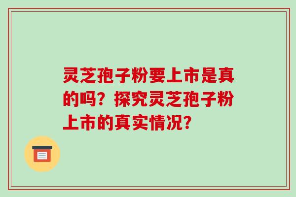 灵芝孢子粉要上市是真的吗？探究灵芝孢子粉上市的真实情况？