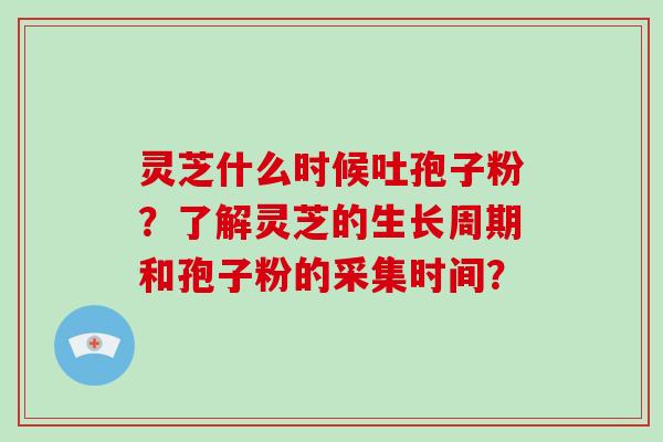 灵芝什么时候吐孢子粉？了解灵芝的生长周期和孢子粉的采集时间？