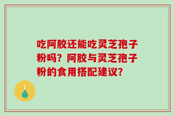 吃阿胶还能吃灵芝孢子粉吗?阿胶与灵芝孢子粉的食用搭配建议? 吃阿胶还能吃灵芝孢子粉吗?阿胶与灵芝孢子粉的食用搭配建议?