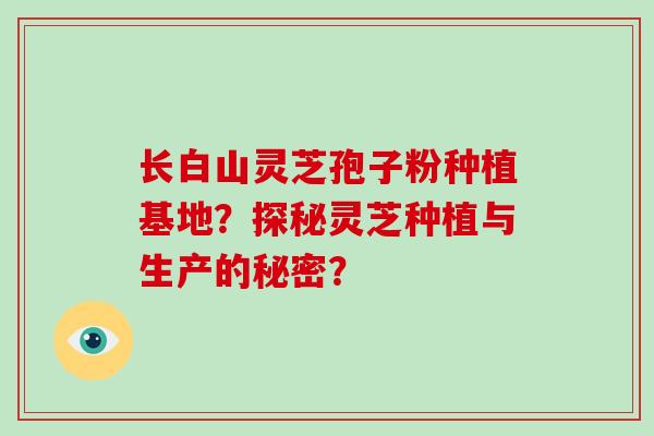 长白山灵芝孢子粉种植基地？探秘灵芝种植与生产的秘密？