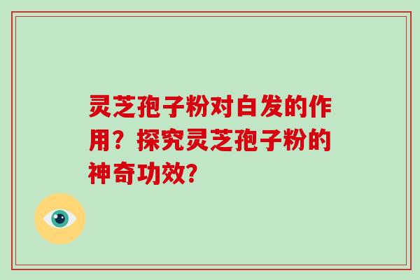 灵芝孢子粉对白发的作用？探究灵芝孢子粉的神奇功效？