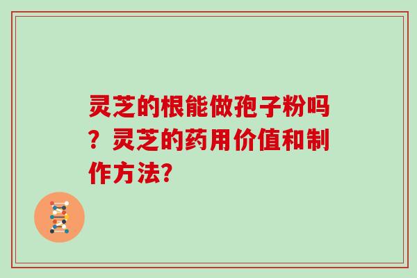 灵芝的根能做孢子粉吗？灵芝的药用价值和制作方法？