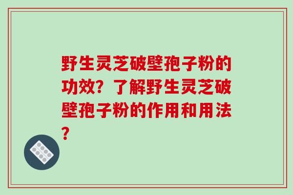 野生灵芝破壁孢子粉的功效？了解野生灵芝破壁孢子粉的作用和用法？