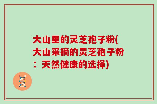 大山里的灵芝孢子粉(大山采摘的灵芝孢子粉：天然健康的选择)