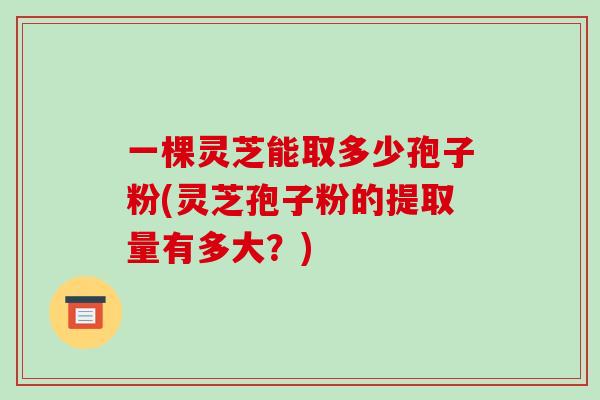 一棵灵芝能取多少孢子粉(灵芝孢子粉的提取量有多大?) 一棵灵芝能取多少孢子粉(灵芝孢子粉的提取量有多大?)