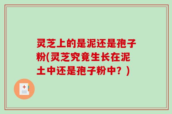 灵芝上的是泥还是孢子粉(灵芝究竟生长在泥土中还是孢子粉中?) 灵芝上的是泥还是孢子粉(灵芝究竟生长在泥土中还是孢子粉中?)