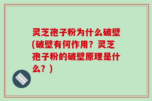 灵芝孢子粉为什么破壁(破壁有何作用?灵芝孢子粉的破壁原理是什么?) 灵芝孢子粉为什么破壁(破壁有何作用?灵芝孢子粉的破壁原理是什么?)