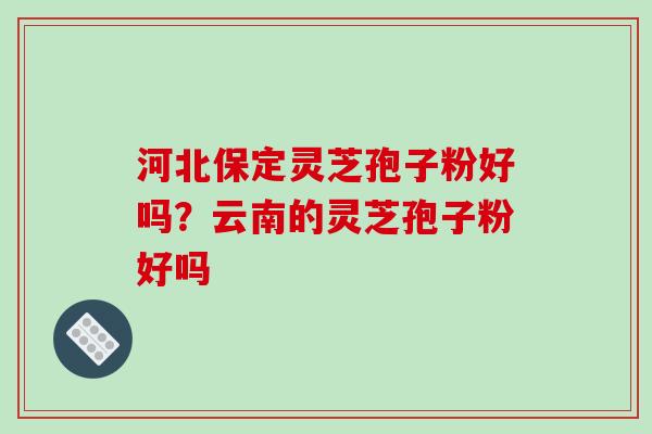 河北保定灵芝孢子粉好吗？云南的灵芝孢子粉好吗
