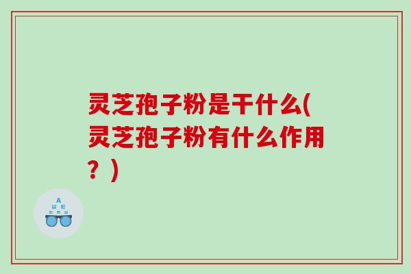 灵芝孢子粉是干什么(灵芝孢子粉有什么作用？)