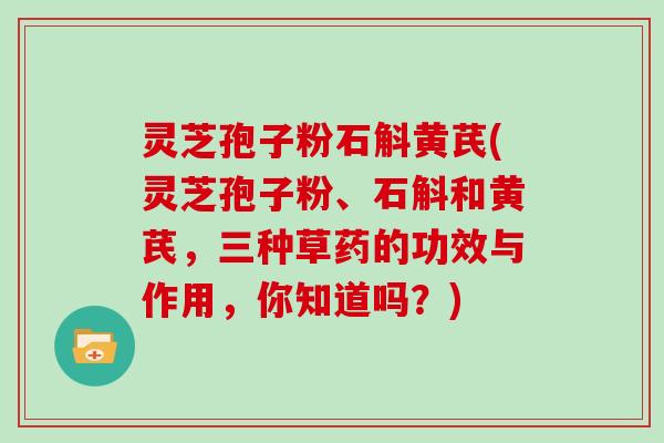 灵芝孢子粉石斛黄芪(灵芝孢子粉、石斛和黄芪，三种草药的功效与作用，你知道吗？)