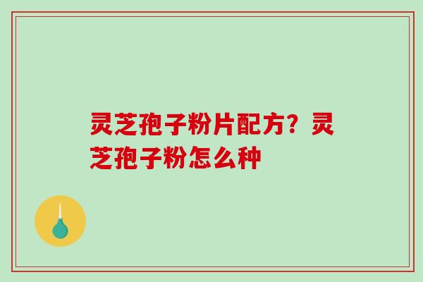 灵芝孢子粉片配方？灵芝孢子粉怎么种