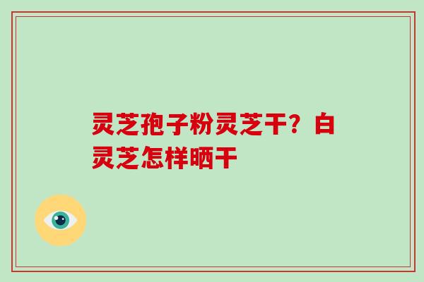 灵芝孢子粉灵芝干？白灵芝怎样晒干