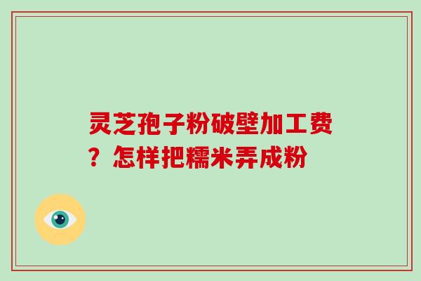 灵芝孢子粉破壁加工费？怎样把糯米弄成粉