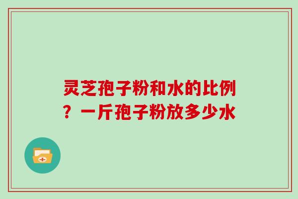 灵芝孢子粉和水的比例？一斤孢子粉放多少水