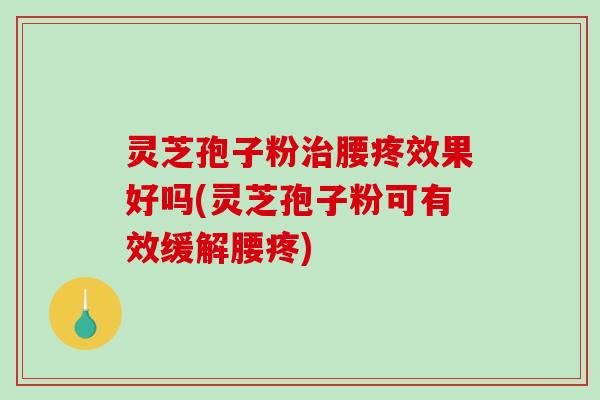 灵芝孢子粉治腰疼效果好吗(灵芝孢子粉可有效缓解腰疼)