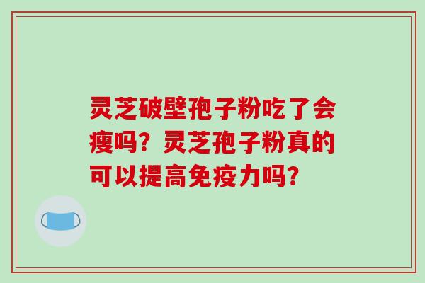灵芝破壁孢子粉吃了会瘦吗？灵芝孢子粉真的可以提高免疫力吗？