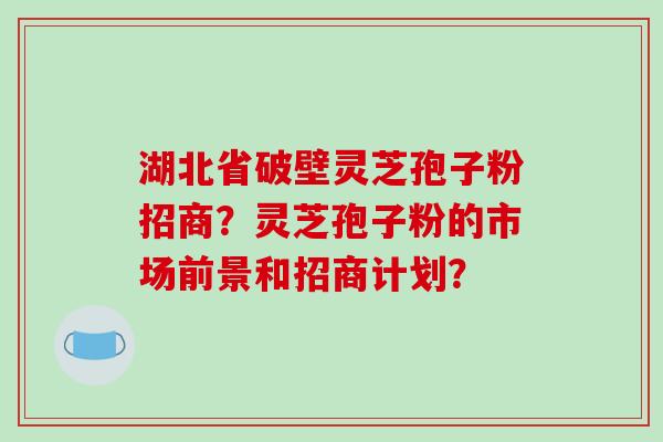 湖北省破壁灵芝孢子粉招商？灵芝孢子粉的市场前景和招商计划？