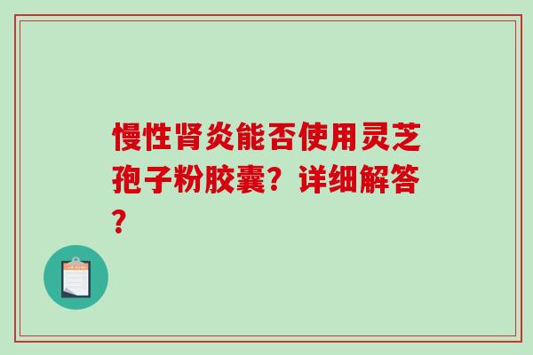 慢性肾炎能否使用灵芝孢子粉胶囊？详细解答？
