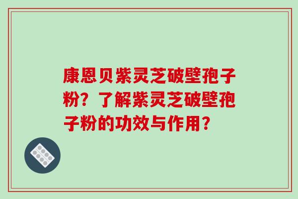 康恩贝紫灵芝破壁孢子粉？了解紫灵芝破壁孢子粉的功效与作用？