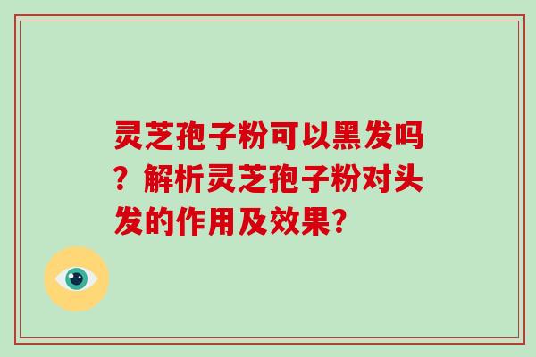 灵芝孢子粉可以黑发吗？解析灵芝孢子粉对头发的作用及效果？