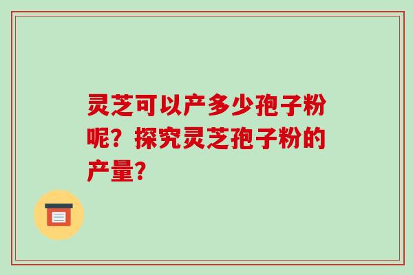 灵芝可以产多少孢子粉呢？探究灵芝孢子粉的产量？