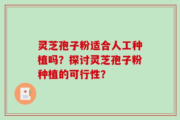 灵芝孢子粉适合人工种植吗？探讨灵芝孢子粉种植的可行性？