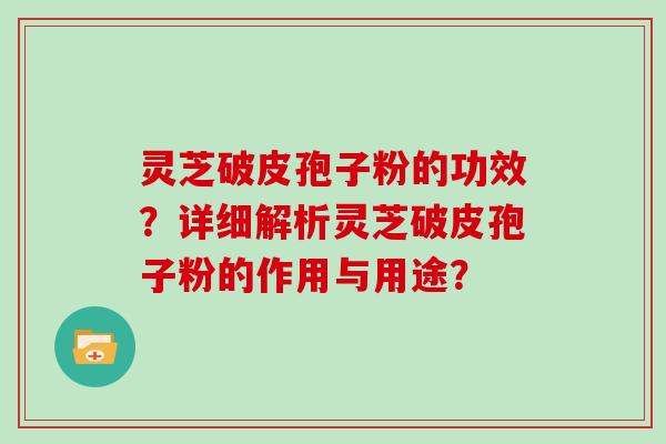 灵芝破皮孢子粉的功效？详细解析灵芝破皮孢子粉的作用与用途？