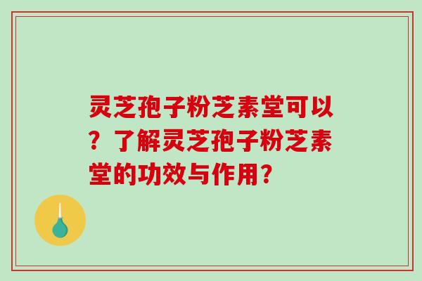 灵芝孢子粉芝素堂可以？了解灵芝孢子粉芝素堂的功效与作用？