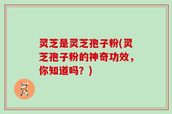 灵芝是灵芝孢子粉(灵芝孢子粉的神奇功效，你知道吗？)
