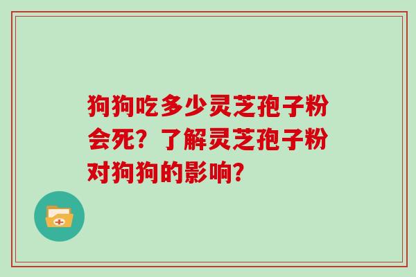 狗狗吃多少灵芝孢子粉会死？了解灵芝孢子粉对狗狗的影响？