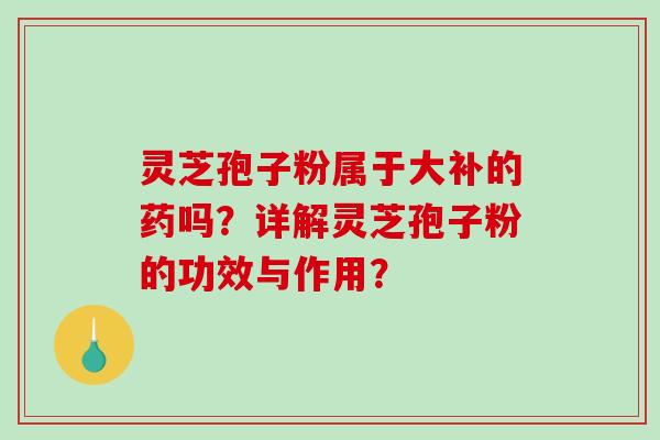 灵芝孢子粉属于大补的药吗？详解灵芝孢子粉的功效与作用？