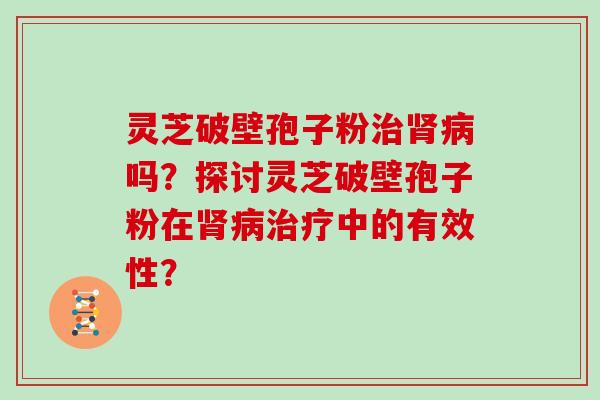 灵芝破壁孢子粉治肾病吗？探讨灵芝破壁孢子粉在肾病治疗中的有效性？