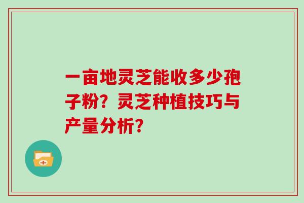 一亩地灵芝能收多少孢子粉？灵芝种植技巧与产量分析？