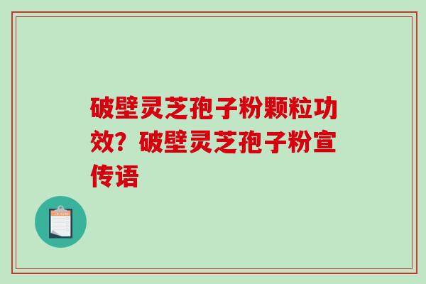 破壁灵芝孢子粉颗粒功效？破壁灵芝孢子粉宣传语