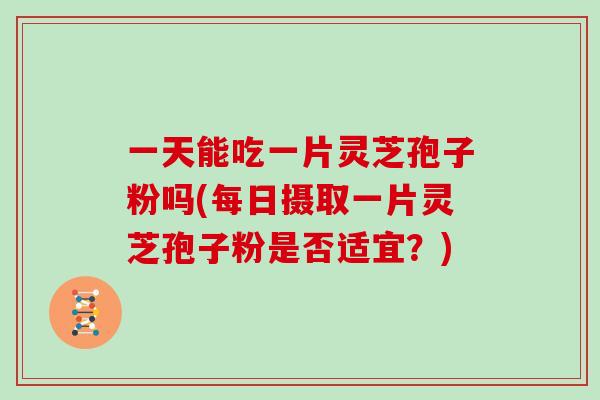 一天能吃一片灵芝孢子粉吗(每日摄取一片灵芝孢子粉是否适宜？)