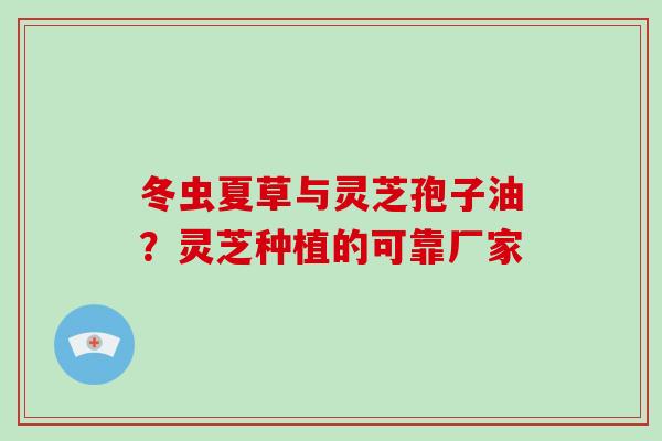 冬虫夏草与灵芝孢子油？灵芝种植的可靠厂家