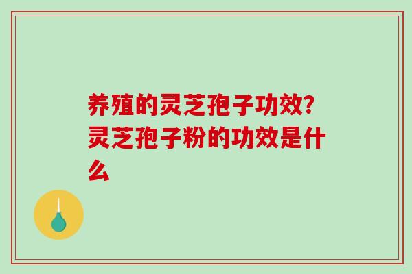 养殖的灵芝孢子功效？灵芝孢子粉的功效是什么